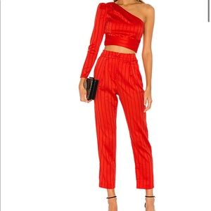 NBD red high waisted pant